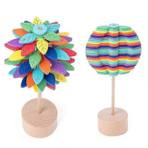 Spirale en bois sucette anti-stress décompression jouet tournant baguette magique jouets - Neuf