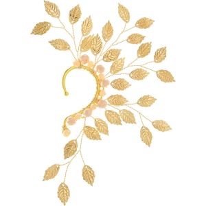 Chenquansarl-Oreille Elfe Boucles D'oreilles Pour Femme Or Manchette Oreilles Elfes Boucles D'oreilles Clip Avec Feuille Perle Pour Halloween Cosplay Mariage Costume Elfe - Neuf