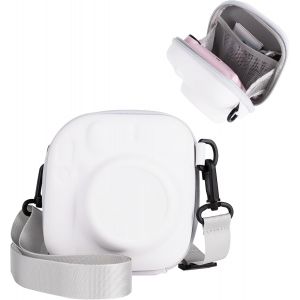 &Eacute;tui de rangement rigide en EVA largement compatible avec Fujifilm Instax Mini 12/11/9/8/99/40,&eacute;tui de protection instantan&eacute; pour appareil photo avec sangle r&eacute;glable-Blanc jasmin - Neuf
