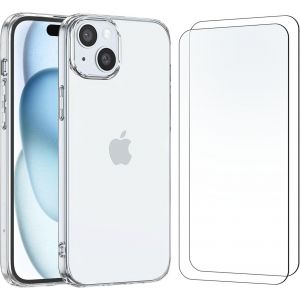 Kal-Coque Pour Iphone 5 Plus (6.7") Haute Transparente Silicone En Gel Tpu Souple Et 2 × Verre Trempé Film Protection Écran Pour Iphone 5 Plus (6.7") - Résistance Aux Rayures - Neuf