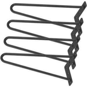 Lot de 4 Pcs Pieds de Table Basse en Épingle à Cheveux 2 Tiges Pieds de Meuble en Métal Noir Remplacement Pieds pour Table Chaise - Neuf