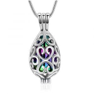 Collier Urne Fun&eacute;raire Creuse - Pendentif M&eacute;daillon Comm&eacute;moratif Pour Femmes Et Hommes - Bijou Souvenir De Cr&eacute;mation En Argent - Neuf