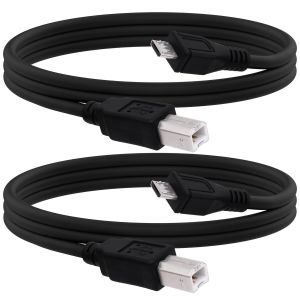 Lot De 2 Câbles D'Imprimante Micro Usb 5 Broches Mâle Vers Usb Standard Type B Mâle Otg Câble De Charge De Données Pour Téléphone, Tablette, Imprimante, Piano Électronique Midi 1[CAB9165577] - Neuf