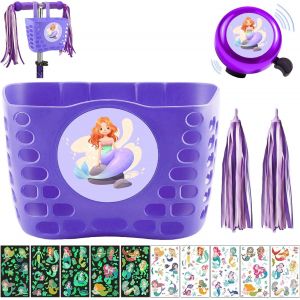 Kal-Panier Velo Enfant, Licorne Panier Velo Avant, Amovible, Panier Velo Enfant Fille, Licorne Panier Velo, Avec Cloche De Vélo, Autocollants Licorne Et Enfant Vélo Rubans Tassel - Neuf