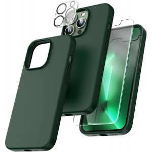 [5 1] Pour Iphone 13 Pro Max, Avec 2 Packs De Protection D'écran + 2 Packs De Lentille De La Caméra Protecteur, 6.7 Pouces Slim Liquides De Téléphone De Silicone De Cas, [Anti-Rayures] - Neuf