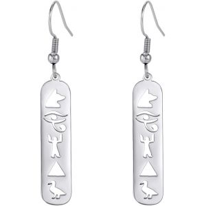 Kal-Boucles D'oreilles Pendantes Égyptiennes Pour Femme En Acier Inoxydable Avec Croix Ankh ?il D'horus -Amulette Pyramide Égyptienne -Bijoux Cadeaux - Neuf
