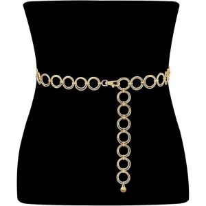 Ceintures À Chaîne En Métal Avec Anneau Torique Pour Femmes Et Filles, Ceinture À Maillons Multicouches Réglable, Ceinture Tendance Et Bling-Bling Pour Robe, Pantalon Et Manteau - Neuf