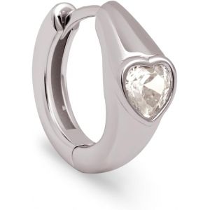 Kal-Boucle D'oreille Unique Aro Heart. Laiton Plaqu&eacute; Or 18 Kt Ou Rhodium, Avec Motif Coeur Et Zirconias. Bijoux Pour Femme. - Neuf