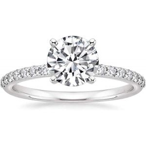 Kahfl-Bague De Fian&ccedil;ailles Pour Femme-En Argent-Solitaire-Avec Zircone Ronde-1,25 Carats - Neuf