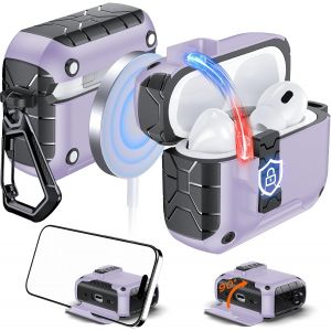 SJZG-Magarmor &Eacute;tui &Agrave; Ouverture Automatique Pour Airpods Pro 2E/1&Egrave;re G&eacute;n&eacute;ration Avec Aimants Int&eacute;gr&eacute;s, Ouverture Automatique En Une Pression, Compatible Avec Le Chargement Mag-Safe, Protection - Neuf