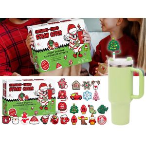 Calendrier de l'Avent des 24 jours de No&euml;l avec des d&eacute;corations de pailles - Neuf