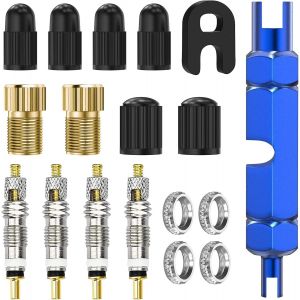Kal-18pc Presta Valve Cores Obus, Valve Presta Set Avec Demonte Obus Valve, Adaptateur Valve Velo, Adaptateur Valve Presta Pour Application Pneu Vélo Réparation Vélos - Neuf