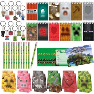 Lbgwp60-Sac De Fête Miner Gaming - Fournitures De Fête D'anniversaire - Avec Porte-Clés, Sacs De Fête, Crayons, Invitations, Carnet, Décorations De Jeu Pour Enfants, Cadeaux D'anniversaire - Neuf