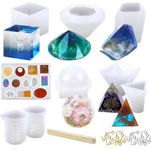 Moulle Silicone Resine Epoxy, 43 Pi&egrave;ces Kit Complet, Moule Pour Faire Des Pendentifs De Collier, Bougies, Bijoux - Neuf