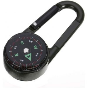1 Mini Boussole 3 En 1 En Métal Pour Camping, Escalade, Randonnée, Mousqueton Multifonction, Thermomètre, Mousqueton, Porte-Clés, Boussole, Outils De Survie Pour L'escalade En Plein Air - Neuf