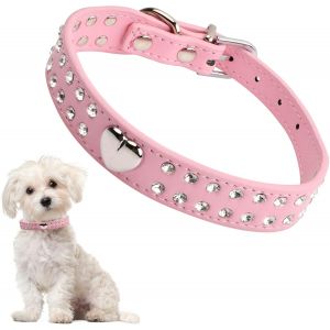 Chenquansarl-Collier Pour Chien Avec Strass Colliers Pour Chien En Cuir Scintillant Bling Colliers Pour Chien Et Chat En Cristal Collier E Chiot Strass Ajustable Souple Pour Petite Petite, Chiens Moy - Neuf