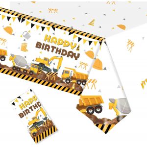 Sjzg-Nappe De D&eacute;coration D'anniversaire Pour Enfant - En Plastique - Imperm&eacute;able - Motif Pelleteuse - 137 X 274 Cm - Neuf