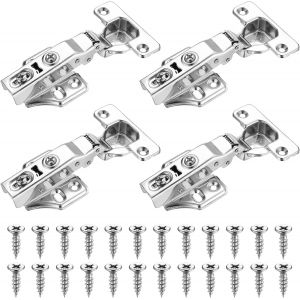 4 Pcs Charniere Porte Placard, 35mm Charniere Porte Cuisine 110 Degr&eacute; Compl&egrave;tement Recouvrante, Charni&egrave;res avec Amortisseur de Fermeture Automatique Charni&egrave;re pour Armoires de Porte Cuisine - Neuf