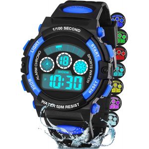 Kalanka-Digitale Montre Enfant Gar&ccedil;on Fille, 7 Couleurs De Led, Montre Pour Enfants Avec Alarme, Chronom&egrave;tre, Date, 5atm Waterproof Outdoor Sports Watch For Teenagers - Neuf