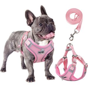 Eryi-Harnais Pour Chien Anti-Tir, Harnais Réglable Pour Chiot Avec 2 Clips De Laisse, Harnais Réfléchissant Et Ensemble De Laisse Pour Chiens De Petite Et Moyenne Taille (Rose, Xl) - Neuf