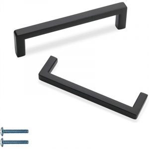Lot de 10 poignées de porte de placard en acier inoxydable, poignées de porte d'armoire de cuisine, noires, entraxe 128 mm, avec vis - Neuf