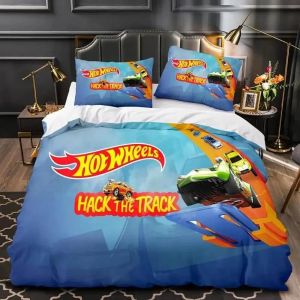 Parure De Lit Imprimee En 3d Monster Truck Hot Wheel, Housse De Couette Et Taie D'oreiller, Pour Lit Double, Queen Et King Size, Pour Decoration De Chambre 01 - Neuf
