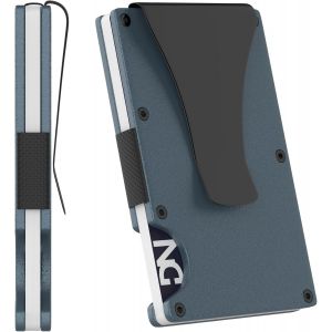 Porte-Cartes M&eacute;tallique | Protection Rfid | Wallet Minimaliste | Pince Billets | Money Clip | Porte-Cartes Homme | Porte-Cartes De Cr&eacute;dit | Porte-Cartes Compact | Portefeuille Homme Femme, Tmc001-Ble - Neuf