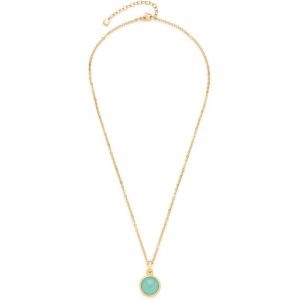 Bea 023059 Collier Ancre En Acier Inoxydable Dor&eacute; Avec Pendentif Rond Cabochon En Verre Turquoise Longueur 45-50 Cm Cadeau Femme Bijoux,45 Cm,Acier Inoxydable,Pas De Gemme - Neuf