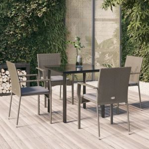 Prolenta Premium - Ensemble &Agrave; Manger De Jardin Coussins 5 Pcs Noir Et Gris - Neuf