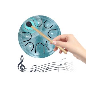 Mini tambour &agrave; languette en acier 4,5 pouces, 8 notes, tambour d'ext&eacute;rieur avec accessoires - Vert - Neuf