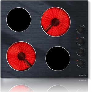 CHECARZHN--NO1-Plaque De Cuisson En Céramique, 4 Plaques Avec Commande À Bouton, Plaque De Cuisson Électrique 60 Cm, Plaque Vitrocéramique, 4 Zones Avec 9 Niveaux De Puissance, 6000 W, 220 V-240 V, P - Neuf