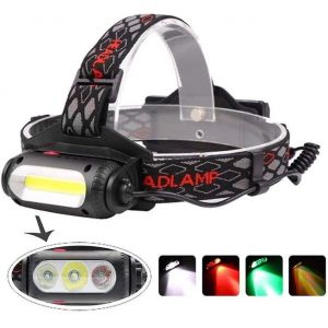 Lampe Frontale Led Rechargeable Polyvalente De 1 000 Lumens Avec Rotation À 360°, 8 Modes, Lumières Rouge/Verte Pour Les Aventures En Plein Air - Neuf