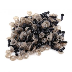 Yeux de poupée en plastique noir 6MM - 100pcs pour ours en peluche,jouets d'animaux,artisanat de feutrage - Neuf