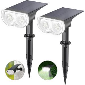 Spot Solaire Extérieur, Starray 800lm Avec Capteur De Lumière, 6500k Blanc Froid, Applique Solaire Étanche Ip65, Lampes Solaires De Jardin Led, Avec 3 Modes, Lot De 2 - Neuf