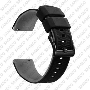Bracelet De Montre En Silicone De Qualit&eacute; Sup&eacute;rieure,18mm 20mm 22mm,&Agrave; D&eacute;gagement Rapide,En Caoutchouc,De Remplacement.Black Grey 2.18mm - Neuf