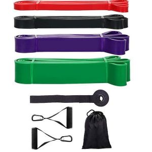 Ensemble De 4 Bandes De R&eacute;sistance Pour L'assistance Aux Tractions Et La Musculation - Support Polyvalent Pour La Mobilit&eacute; Et La Dynamophilie - Neuf