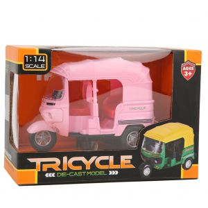 Moto A Trois Roues En Alliage Pour Enfant, Echelle 1:14, Jouet A Tirer, Modele Reduit De Voiture Avec Musique Legere, Rose - Neuf