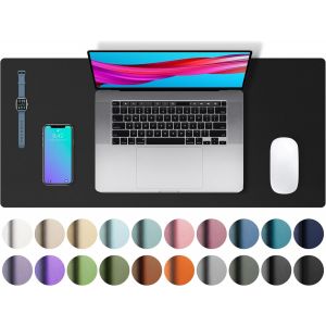 Sous-Main, Tapis De Souris, Tapis De Bureau,Buvard De Bureau En Cuir Pu Antidérapant,Tapis De Bureau Pour Ordinateur Portable Pour Le Bureau Et La Maiso (60X35Cm,Noir) - Neuf