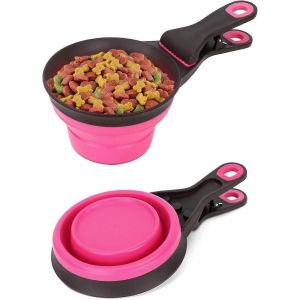 Tasses &Agrave; Mesurer En Silicone Pour Chien Et Chat De Compagnie,Clip D'&eacute;tanch&eacute;it&eacute; Pliable 3 En 1 Pour Sac De Rangement,Cuill&egrave;re &Agrave; Nourriture Pour Animaux De Compagnie Capacit&eacute; De 1/2 Tasse (Rouge,1/2 - Neuf