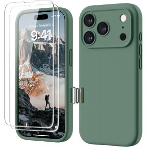 4 En 1 Coque Iphone 17 Pro Silicone Avec Bouton De Contr&ocirc;le Cam&eacute;ra, Avec 2 Verre Tremp&eacute;, 360&deg; Protection &Eacute;tui Pr&eacute;cise R&eacute;sistant Au - Neuf