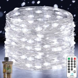 JGD-Guirlande Lumineuse Led, 23M 200 LED Guirlande Lumineuse Chambre sur Secteur, Imperm&eacute;able, 8 Modes, Blanc Froid, pour D&eacute;coration Int&eacute;rieure Ext&eacute;rieure, No&euml;l, Jardin, Anniversaire, Mariage - Neuf