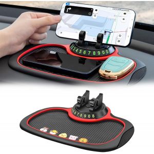 Accessoires De Tableau De Bord Multifonction,Tapis Antid&eacute;rapant Pour Tableau De Bord De Voiture Avec Support De T&eacute;l&eacute;phone Portable Rotatif &Agrave; 360 &deg; Pour T&eacute;l&eacute;phones,Cl&eacute;s,Gadgets. - Neuf