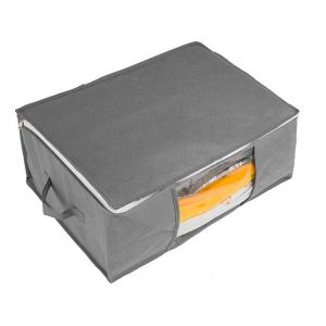 Sac de rangement gris pliable avec fermeture &eacute;clair pour v&ecirc;tements et couvertures - Neuf