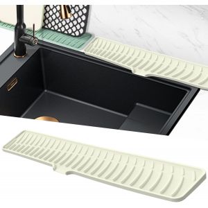 Eryi-Tapis Égouttoir Étroits, Tapis De Robinet En Silicone, Tampon De Sechage Evier, Tapis De Protection De Drainage, Tampon Egouttoir Vaisselle Pour Cuisine, Salle De Bain (Blanc, 60 Cm) - Neuf