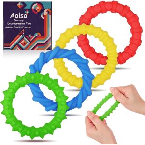 KAL-Bracelets Anti Stress,4 Jouets Sensoriels Fidegt Toys Extensibles Jouets Sensoriels Pour Enfants Bracelet Sensoriel En Silicone Pour Soulager Le Stress Et Soulager L'Anxiété - Neuf
