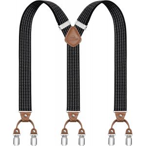 Cauc-Bretelles Pour Hommes Avec 6 Pinces M&eacute;talliques En Y Ajustables Bretelles Pour Pantalons Bretelles &Eacute;lastiques Robustes Pour Hommes - Neuf