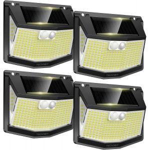 Lampe Solaire Ext&eacute;rieur, 248 Leds, Projecteur Solaire Avec &Eacute;clairage &Agrave; 300&deg;, Lampe Murale &Eacute;tanche Ip66, 3 Modes, Avec D&eacute;tecteur De Mouvement, Pour Jardin All&eacute;e Garage-4pcs - Neuf