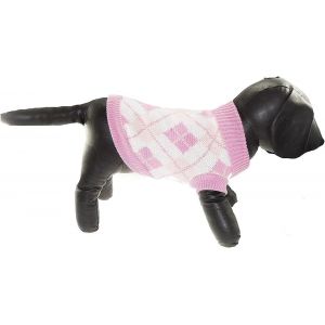 Kal-Pull En Tricot Chaud Pour Chien De Petite Taille Avec Motif Losanges Et Carreaux - Taille Xxl - Rose - Neuf