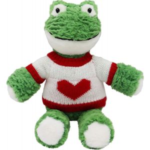 Grenouille en peluche, 35 cm, verte, avec vetements amovibles, petite grenouille souriante avec cour rouge - Neuf