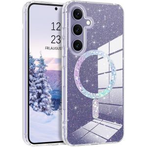 Store-Coque Magnétique Pour Samsung S24 Plus,Compatible Avec Magsafe,Etui Paillette Galaxy S24 Plus,Protection Caméra Antichoc Anti-Rayures Case Pour Samsung Galaxy S24 Plus 6.7"",Transparente - Neuf